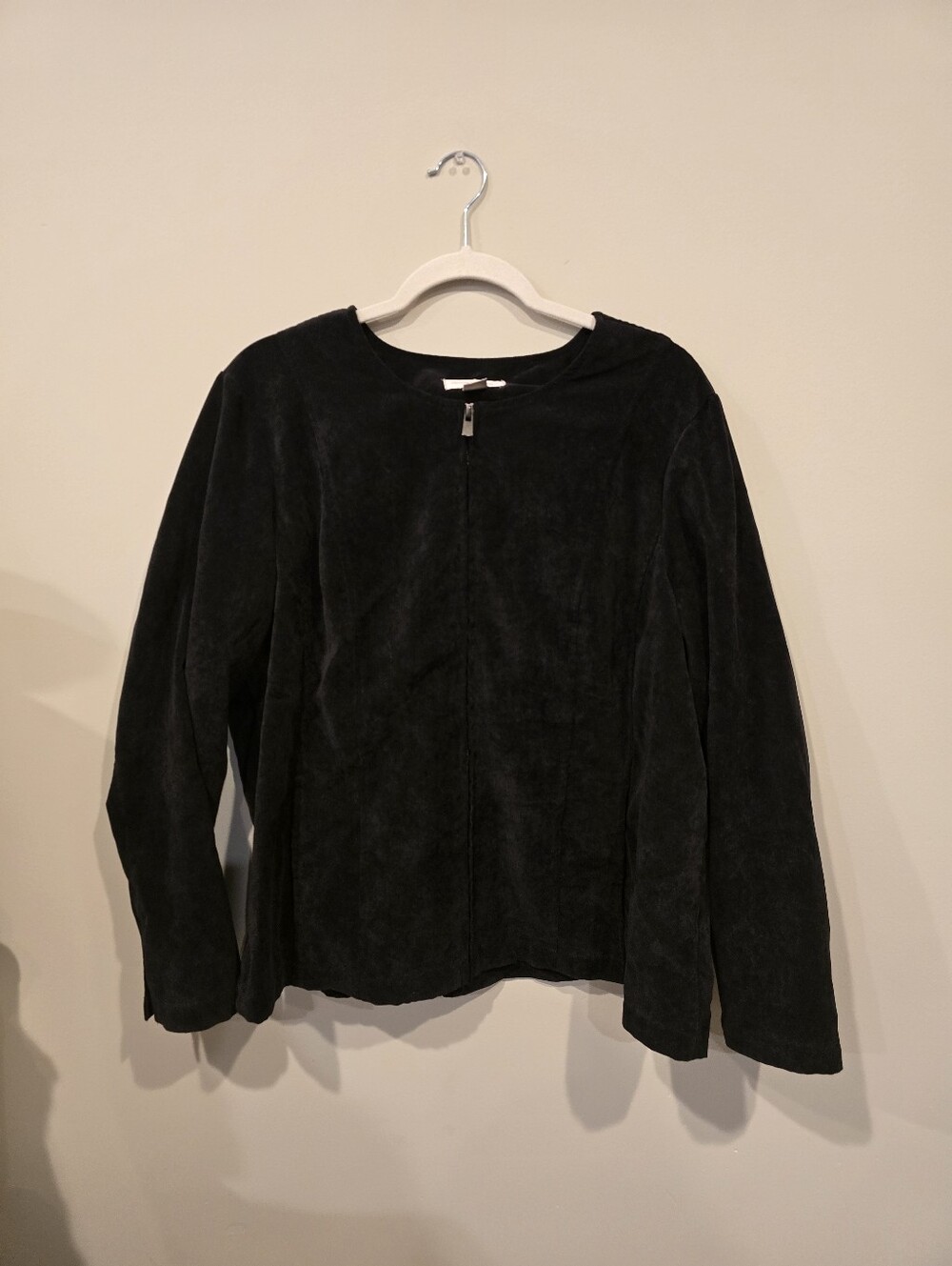 Christopher & Banks Black Zip Jacket with Collarless Neck